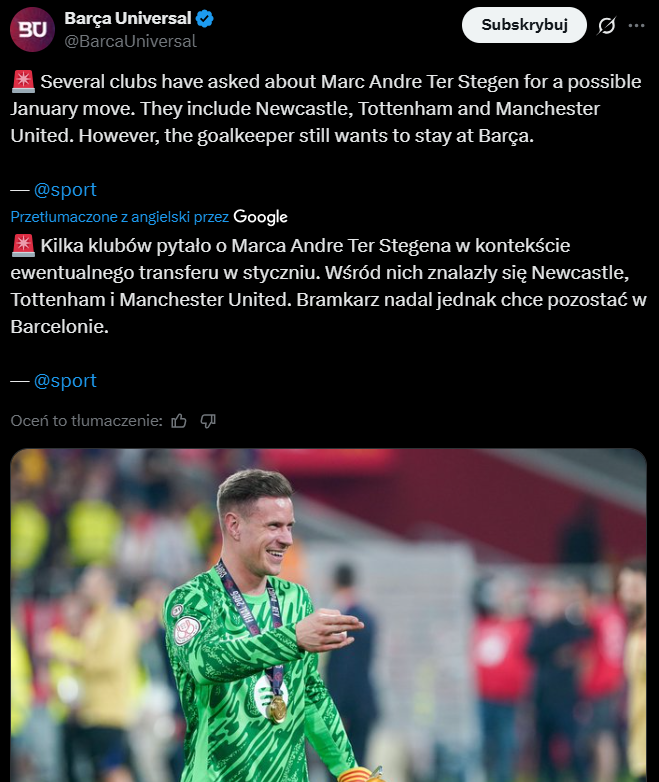 HIT! Te kluby chcą Ter Stegena, ale ten... xD